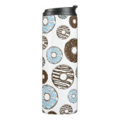 Patroon donuts, blauwe donuts, bruine donuts thermosbeker (Gedraaid links)