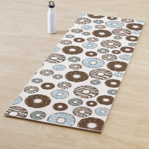 Patroon donuts, blauwe donuts, bruine donuts yogamat