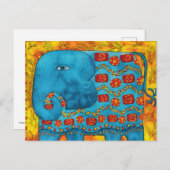 Patroon Elephant Aquarel Illustratie Briefkaart (Voorkant / Achterkant)