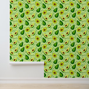 Patroon Fruit avocado groen Behang
