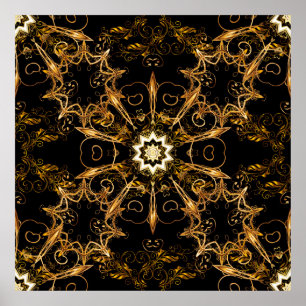  patroon. Golden grid. Snowflake, Kerstmis Poster