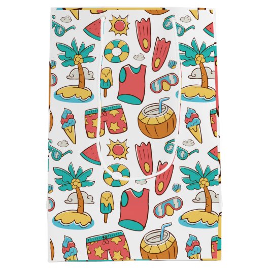 patroon grappige zomervakantie medium cadeauzakje (Achterkant)