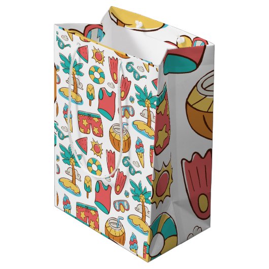 patroon grappige zomervakantie medium cadeauzakje (Achterkant Gekanteld)