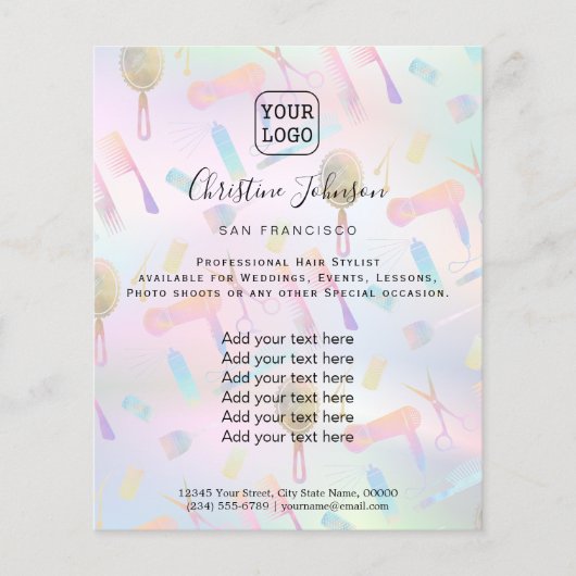 patroon haarstylist pastelkleuren flyer (Voorkant)