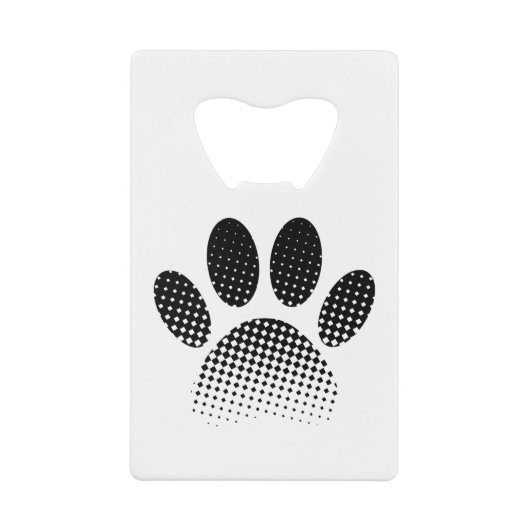 Patroon Halftone hond Paw afdrukken controleren Kredietkaart Flessenopener (Voorkant)