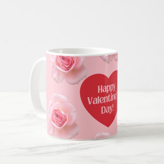 Patroon Happy Valentijn`s Day 2024 Achtergrond Koffiemok (Voorkant links)