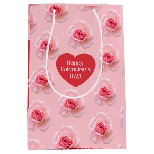 Patroon Happy Valentijn`s Day 2024 Achtergrond Medium Cadeauzakje (Voorkant)
