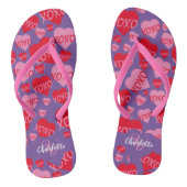 Patroon Harten XOXO Liefde Rood Roze Paarse Monogr Teenslippers (Voetbed)
