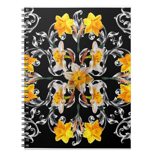 Patroon in barokstijl met bloemen op notitieboek (Voorkant)