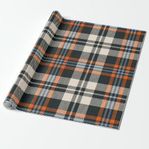 Patroon in het schildkliernajaar met tartan in zwa cadeaupapier