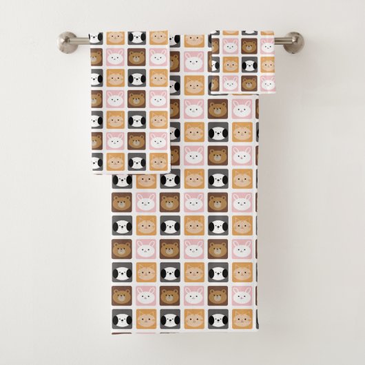 Patroon kat, konijn, hond en Beer Bad Handdoek (Insitu)