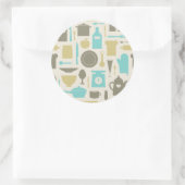 Patroon keukengereedschap ronde sticker (Tas)