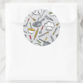 Patroon keukengereedschappen ronde sticker (Tas)