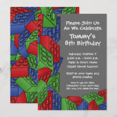 Patroon - Kinder bouwstenen van Birthday Party Kaart (Voorkant / Achterkant)