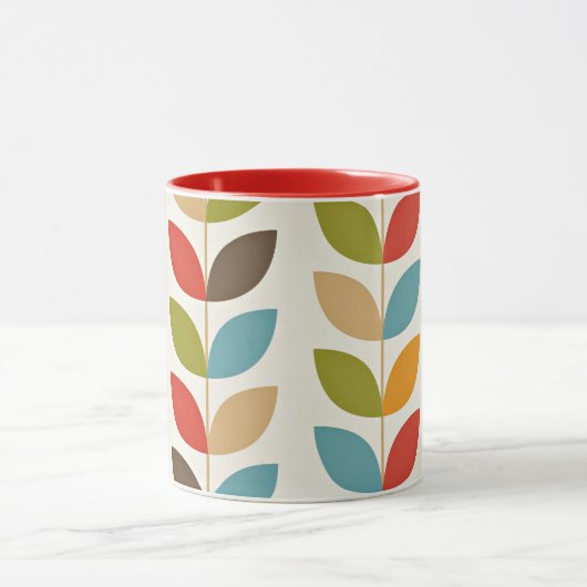 patroon kleurrijke grafische bladeren mok (Midden)