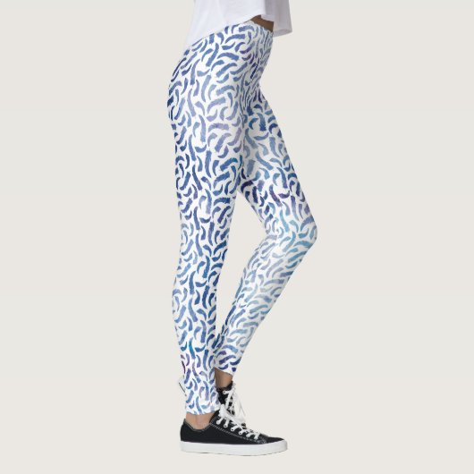 Patroon lavender en Blue Waterverf Feathers Leggings (Rechts)