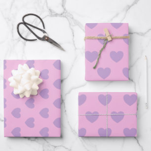 Patroon lavender en roze harten inpakpapier vel