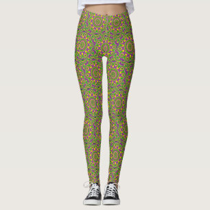 Patroon Mandala van Gras van Mardi het Groene Gele Leggings
