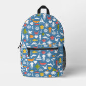 Patroon mariene symbolen bedrukte rugzak (Voorkant)