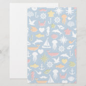 Patroon mariene symbolen briefpapier (Voorkant / Achterkant)