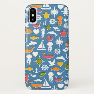 Patroon mariene symbolen iPhone x hoesje