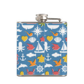 Patroon mariene symbolen heupfles (Achterkant)