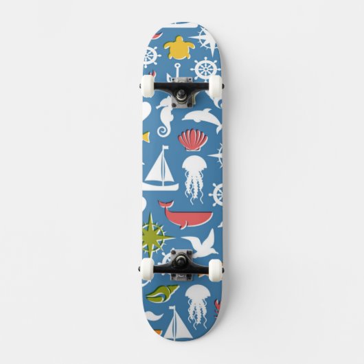 Patroon mariene symbolen skateboard (Voorkant)