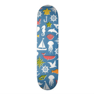 Patroon mariene symbolen skateboard