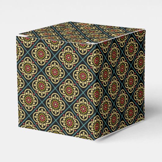 patroon medieval rode gele bloem bedankdoosjes (Voorkant Zijde)