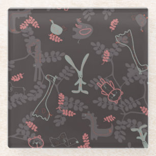 patroon met babydieren 1 glazen onderzetter