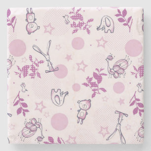 patroon met  babydieren stenen onderzetter