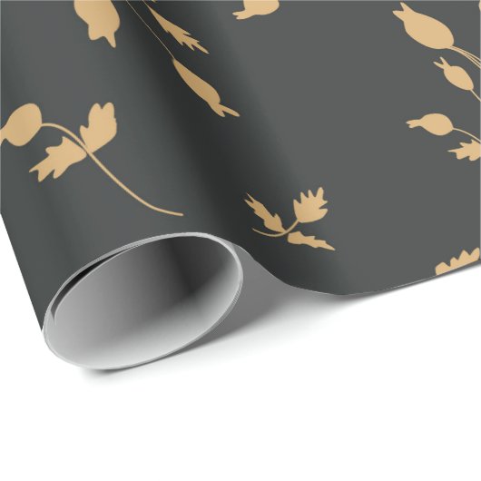 patroon met berry en bladeren van silhouettes cadeaupapier (Rol Hoek)