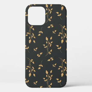  patroon met berry en bladeren van silhouettes iPhone 12 hoesje