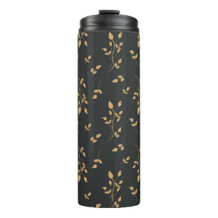patroon met berry en bladeren van silhouettes thermosbeker