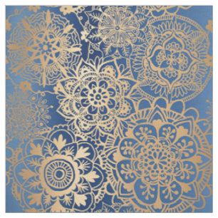 Patroon met blauw en gouden mandala stof