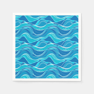 Patroon met blauwe golven met wit stammenpatroon servet