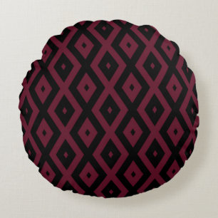 patroon met Bourgogne en zwarte diamant Rond Kussen