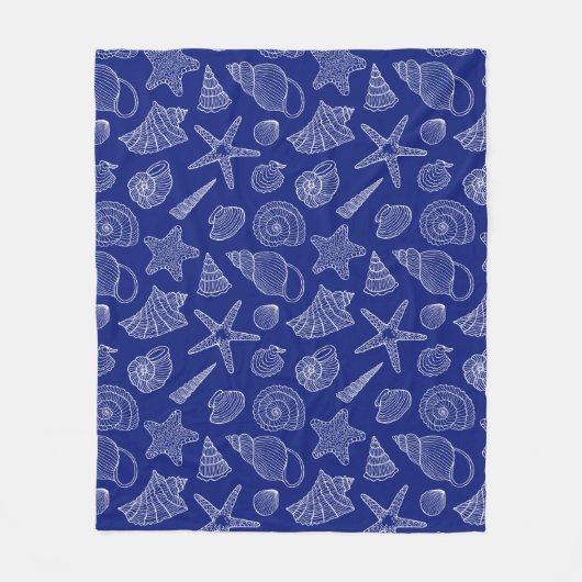 Patroon met Bright Blue Shell Fleece Deken (Voorkant)