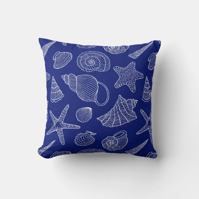 Patroon met Bright Blue Shell Kussen (Voorkant)