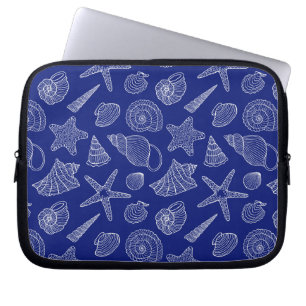 Patroon met Bright Blue Shell Laptop Sleeve