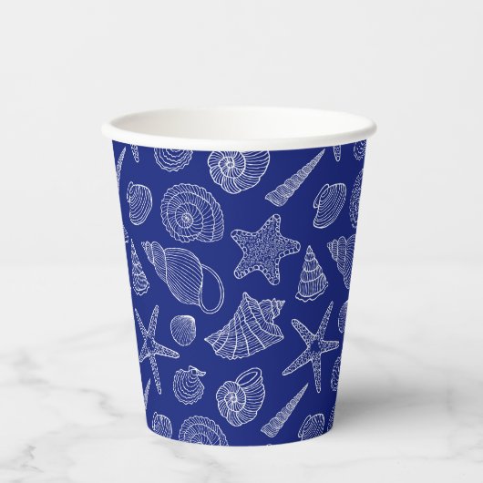 Patroon met Bright Blue Shell Papieren Bekers (Voorkant)