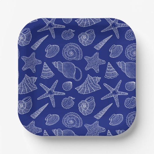 Patroon met Bright Blue Shell Papieren Bordje (Voorkant)