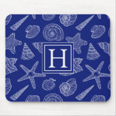 Patroon met Bright Blue Shell | Voeg je Initiaal t Muismat (Voorkant)