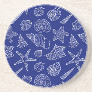 Patroon met Bright Blue Shell Zandsteen Onderzetter