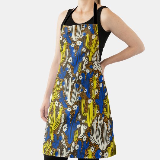 patroon met cactus op zwarte achtergrond. S Schort (Insitu)