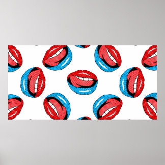  patroon met cartoon patchbadges met lip poster