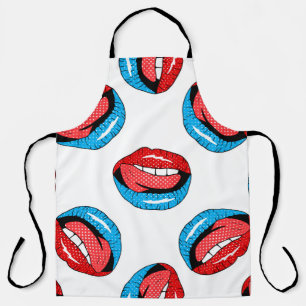  patroon met cartoon patchbadges met lip schort