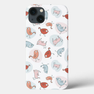 patroon met cartoon vogels iPhone 13 hoesje
