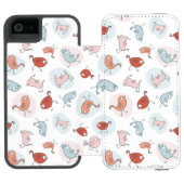 patroon met cartoon vogels incipio iPhone portemonnee hoesje (Agenda Open)
