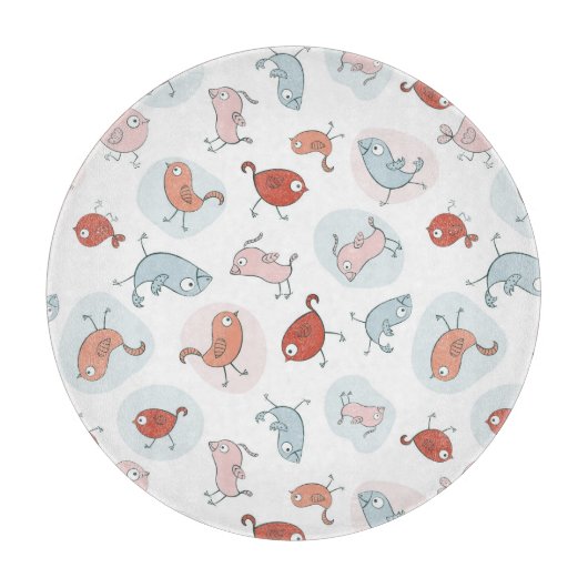 patroon met cartoon vogels snijplank (Voorkant)